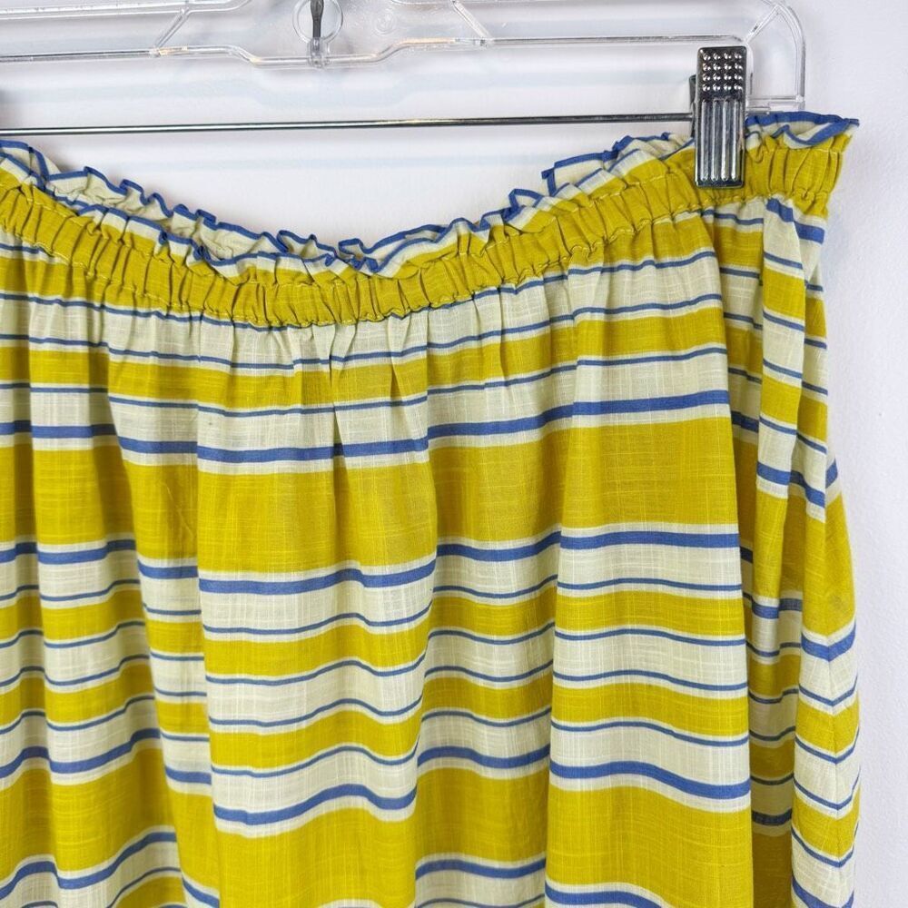 Celandine Sz L Copacabana Midi Skirt Rio Sunshine Stripe Parrot Anthropologie - Picture 4 of 7